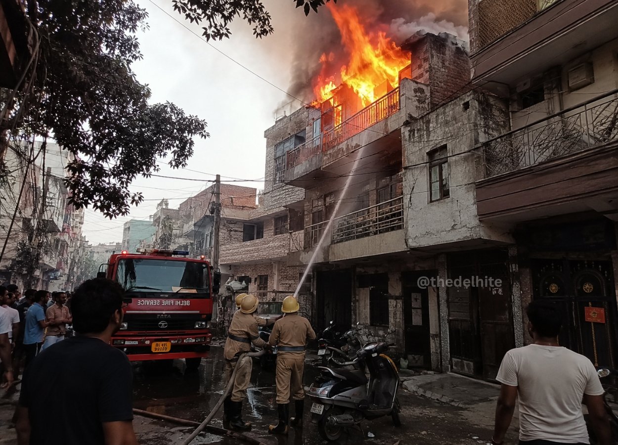 South Delhi building fire aftermath