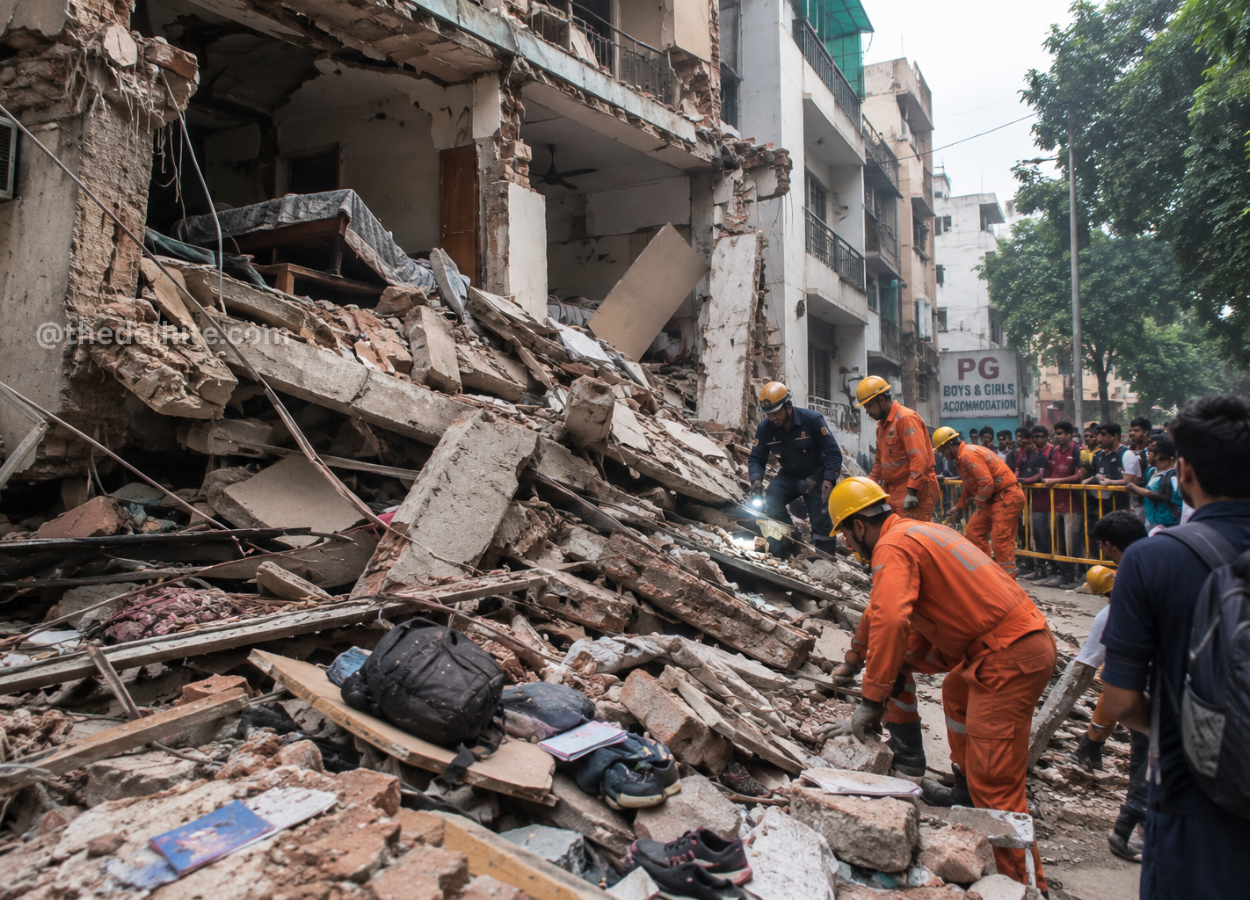 PG Accommodation Collapsed: Several Students Stuck Inside Rubble